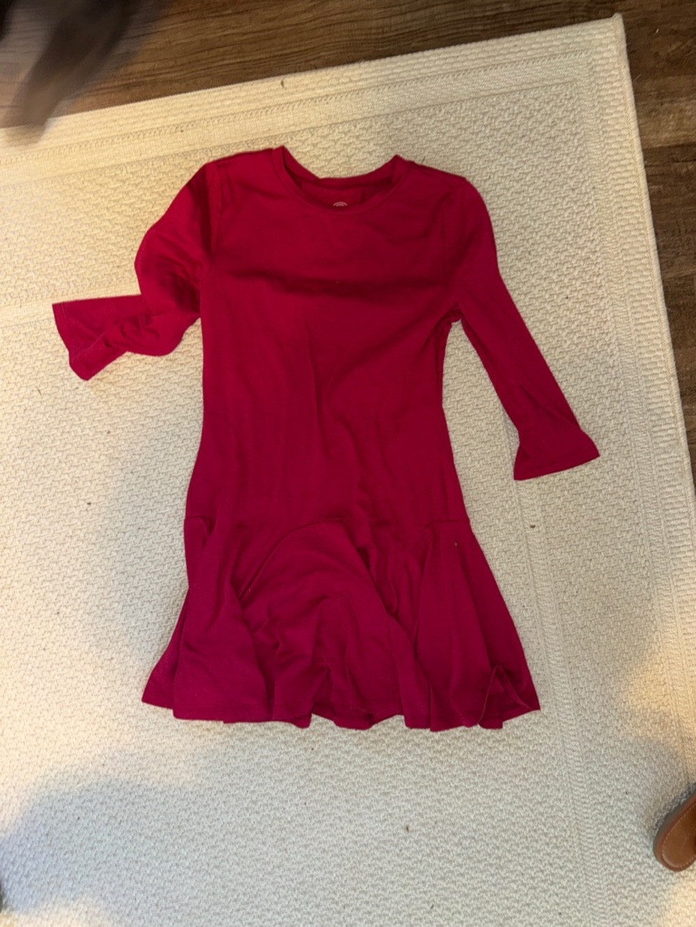 wonder nation Hot Pink Long Sleeve Ruffle Hem Dress